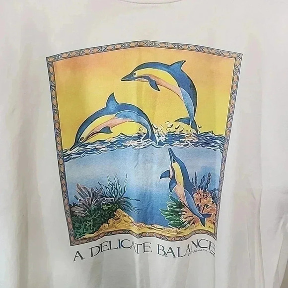 Delicate  Vintage Balance 1992 Human-i-Tees Dolphins Size Medium - Picture 5 of 7